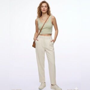 Aritzia TNA Sage Green Cropped Tank Top Size Small Cotton